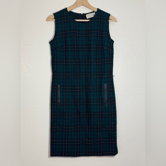 Rare Vintage 1950s–60s Pendleton Wool Green Plaid Jumper Dress Collector’s Piece - Picture 11 of 12